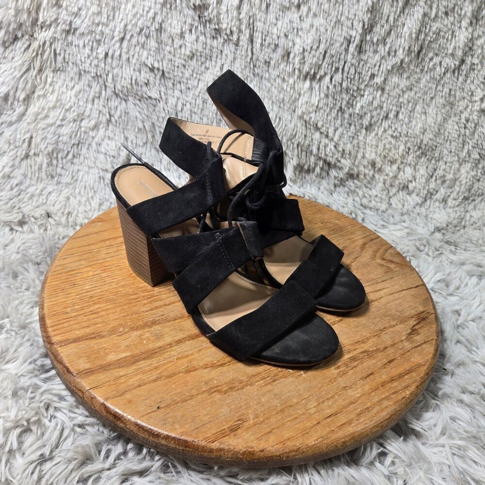 Merona Women Size 8M Cross Strap High Heels Black Retro Y2K Grunge Sandals Pumps